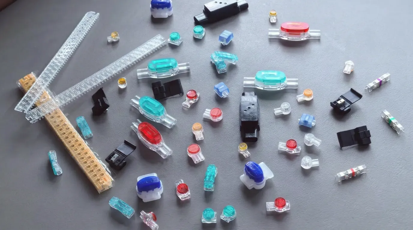 Mintel copper wire connector product family including Jelly Crimp, Telecom Drop Wire, Picabond, Super Mini, and 314 Boundary Wire connectors