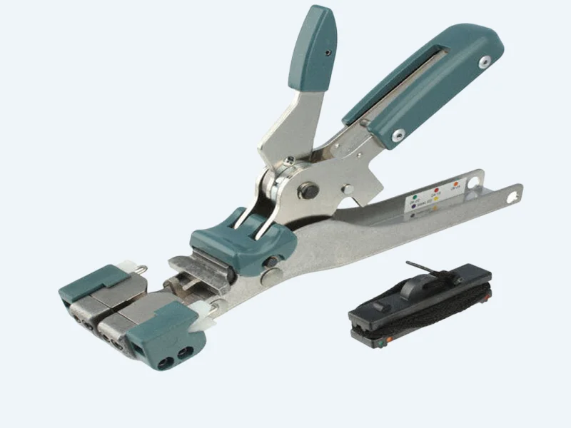 Green handle crimping tool for Picabond-style connectors